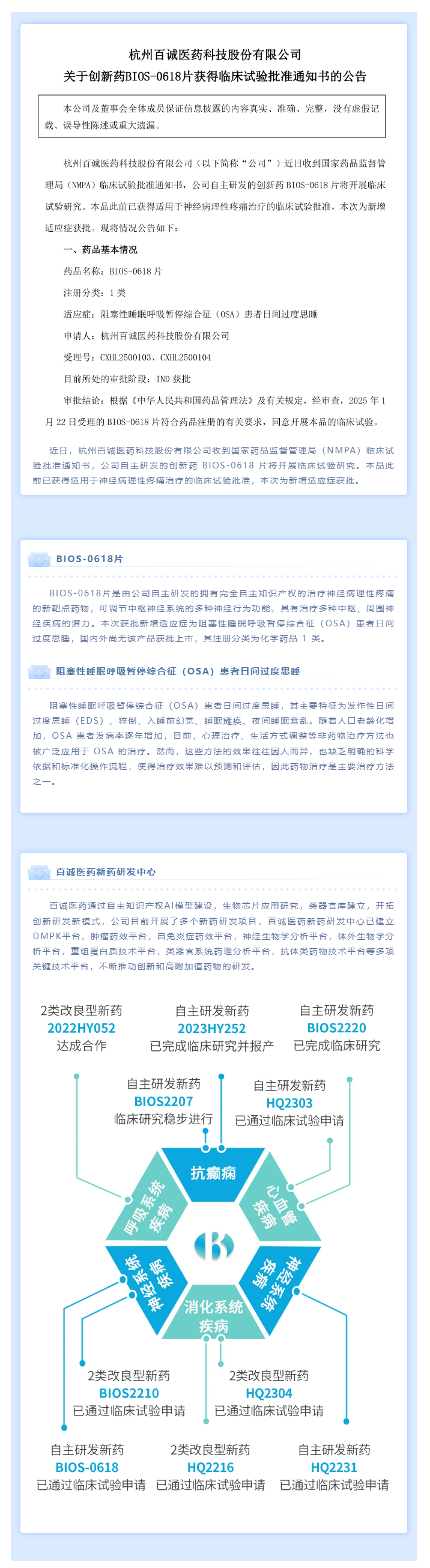 新增適應癥！百誠醫藥創新藥BIOS-0618片臨床試驗申請獲NMPA批準.png
